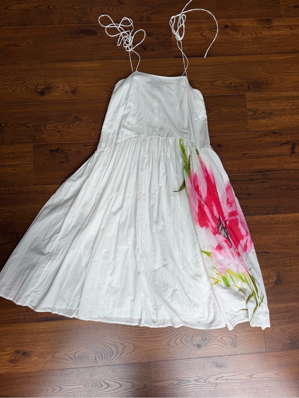 ASOS White Spaghetti-Strap Sundress with Pink Floral Print